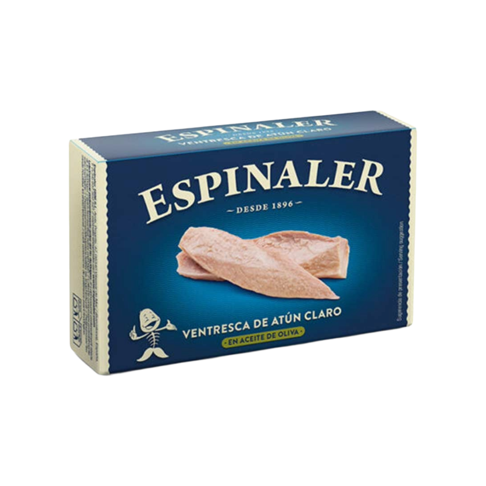 Tinned fih, conservas, Fintastc Provisions, Espinaler Yellowfin White Tuna Belly in Olive Oil