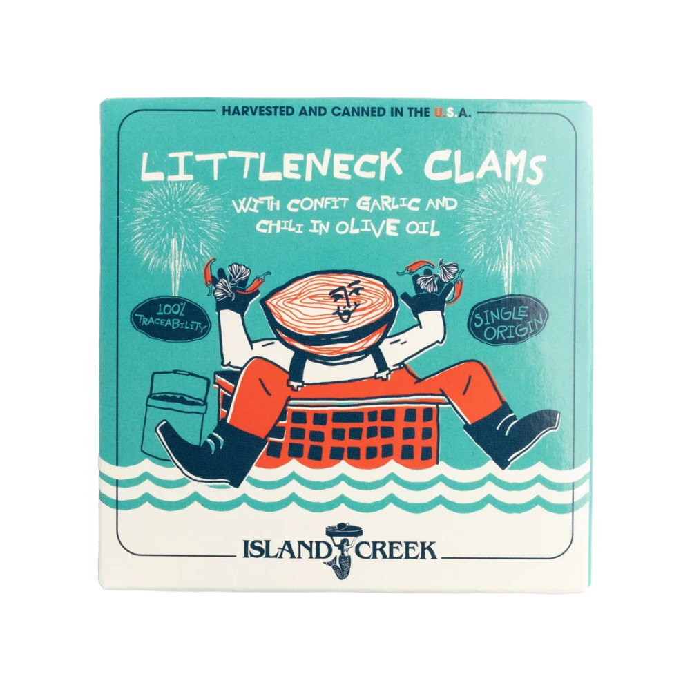 Island Creek Littleneck Clams with Confit Garlic + Chili in Olive Oil