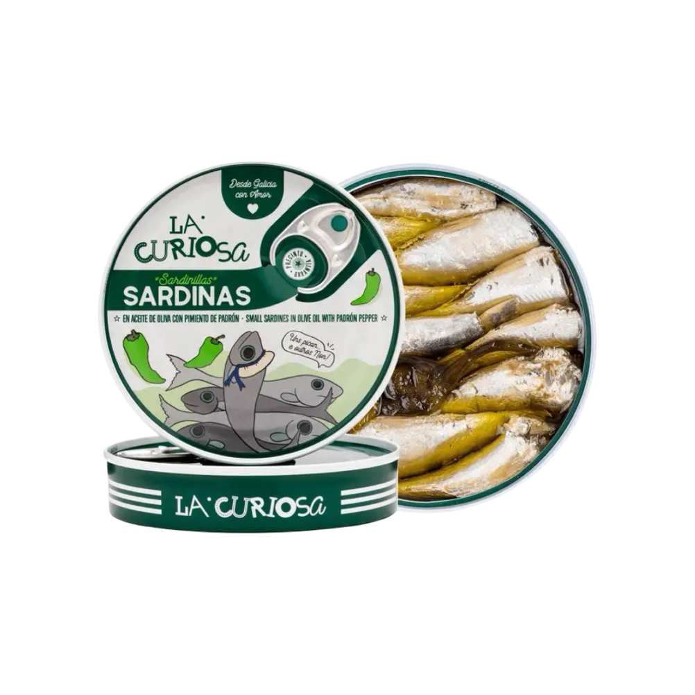 La Curiosa sardines with padron pepper, conservas, Fintastic Provisions, tinned fish