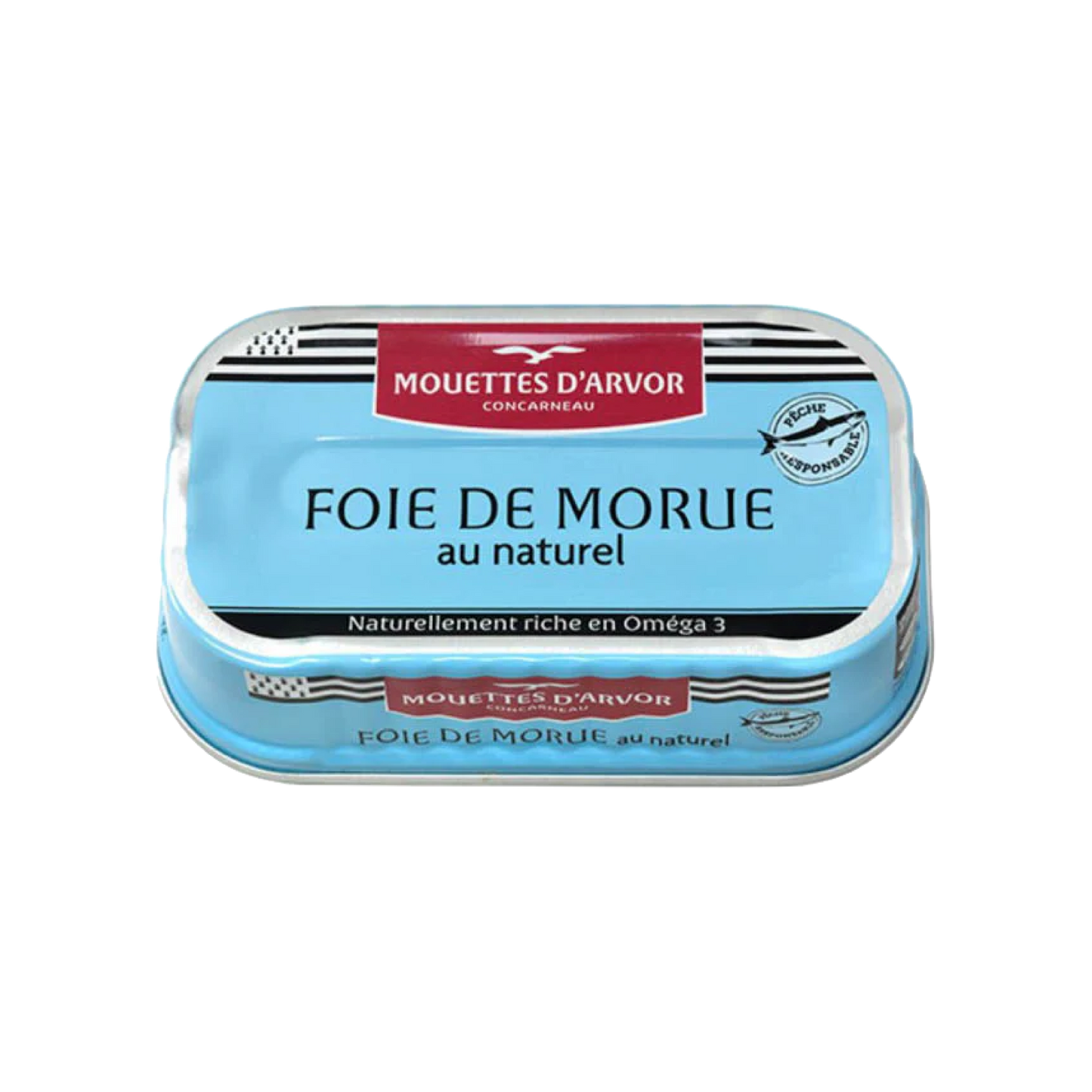 Tinned fish, cod liver in its own oil by Les Mouettes
