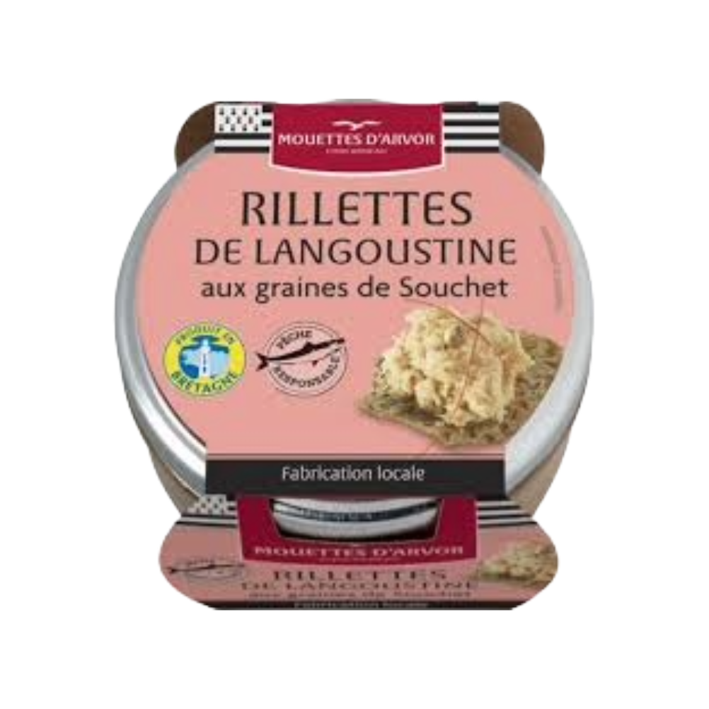 Les Mouettes d'Arvor Langostines with Tigernut Seeds Rillettes, tinned fish, conservas, Fintastic Provisions