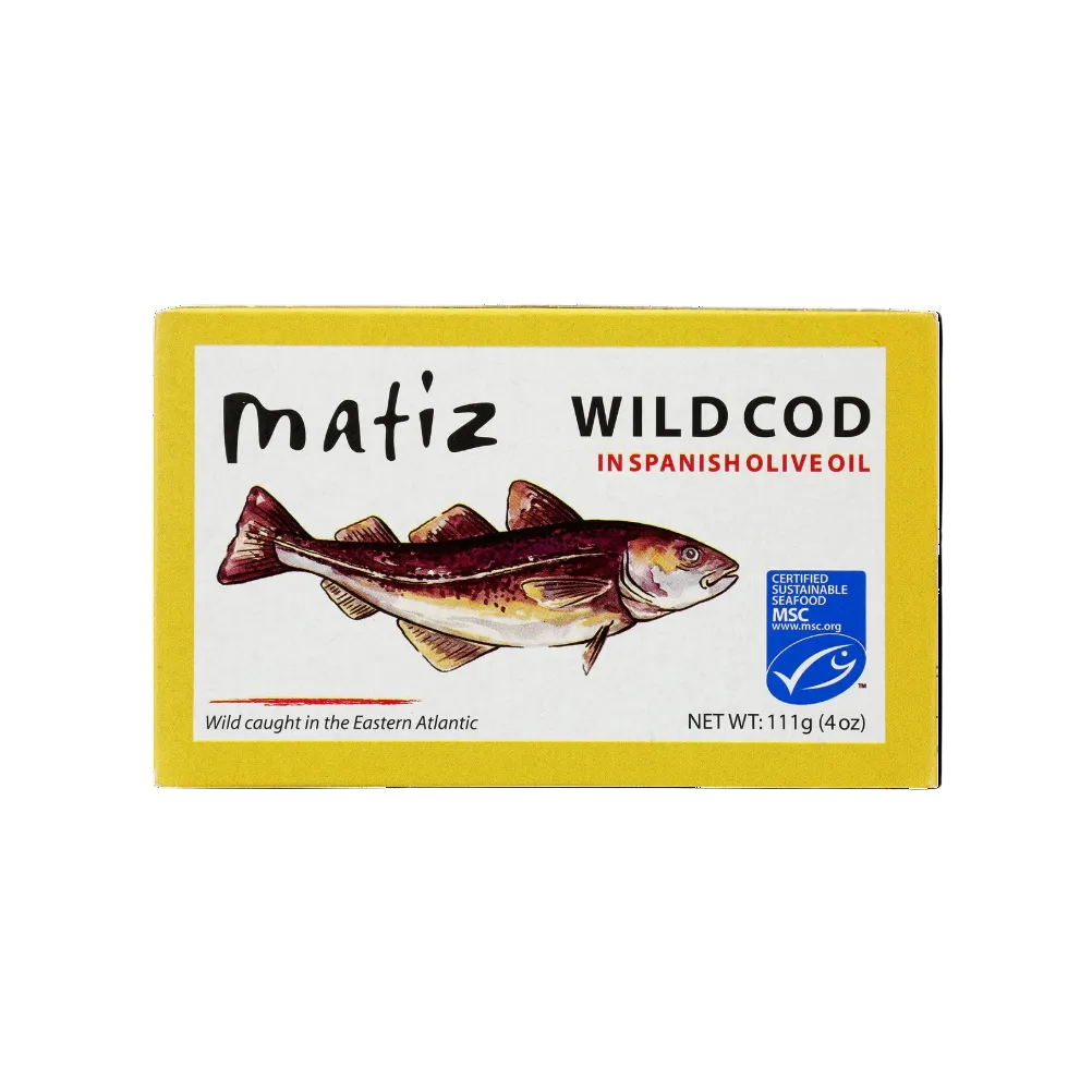 Matiz Wild Cod in Spanish Olive Oil, Fintastic Provisions, tinned fish, conservas