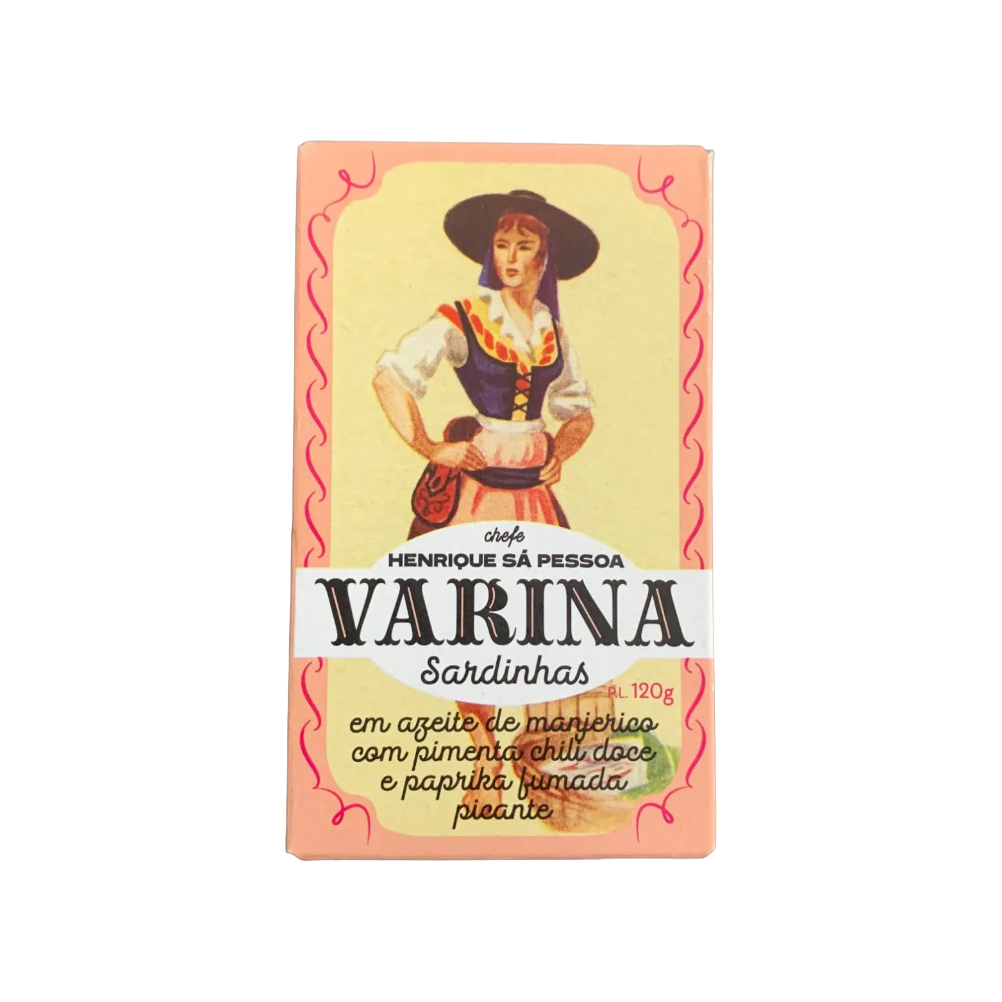 Tinned fish, Sardines in Basil Olive Oil with Sweet Chili Pepper + Spicy Smoked Paprika by Varina
