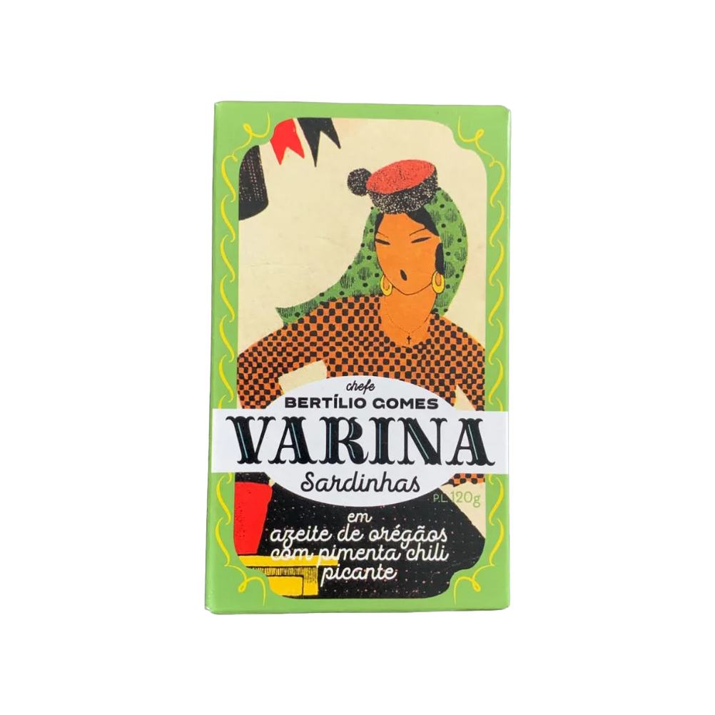 Tinned fish, Sardines in Oregano Olive Oil + Chili Pepper by Varina