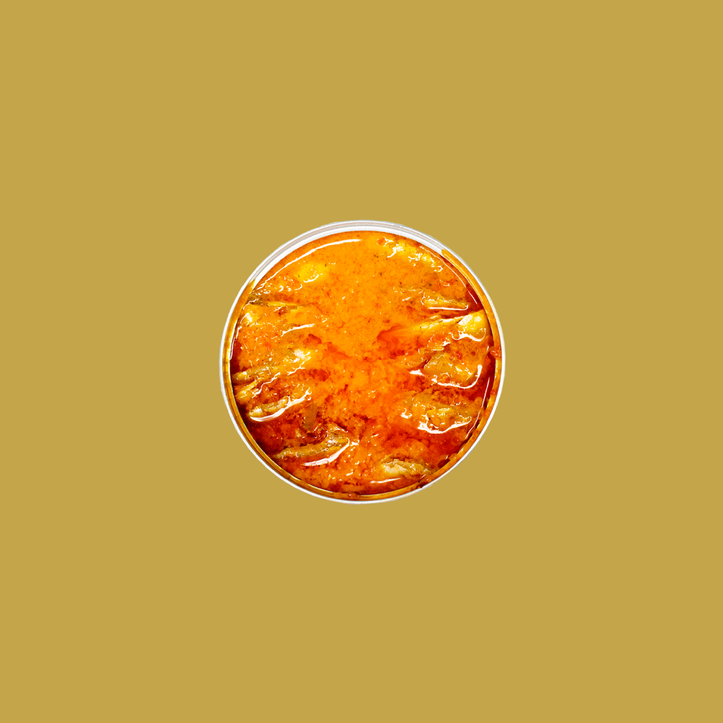 Tinned fish small sardines in a red pepper, chili and garlic creamy sauce