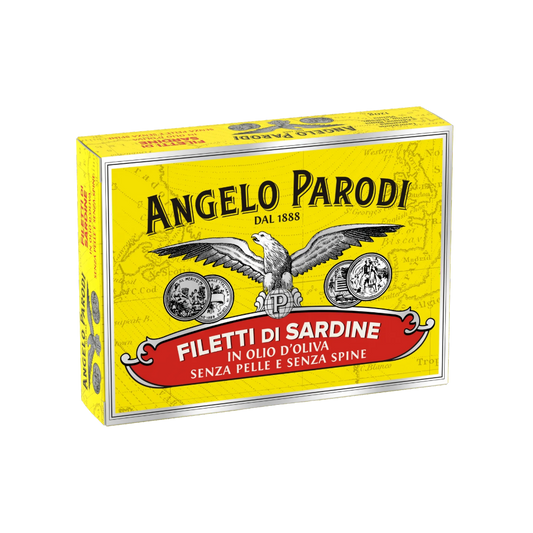 Tinned fish, Sardine Fillets in Olive Oil by Angelo Parodi