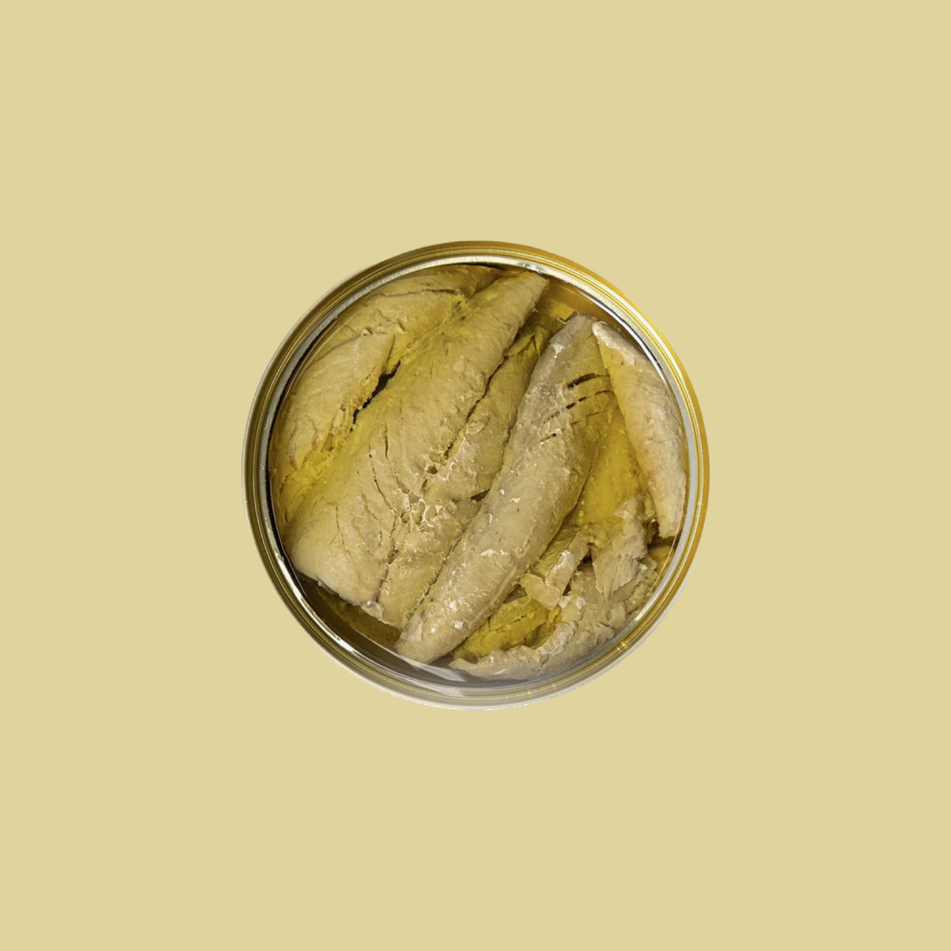 Tinned fish, mackerel in olive oil by Alalunga