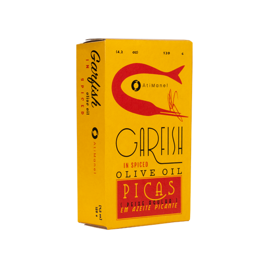 Tinned fish, Garfish in Spiced Olive Oil by Ati Manel