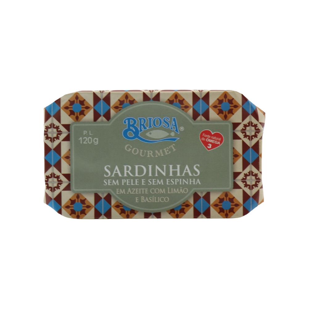Briosa Gourmet Skinless + Boneless Sardines in Olive Oil with Lemon + Basil