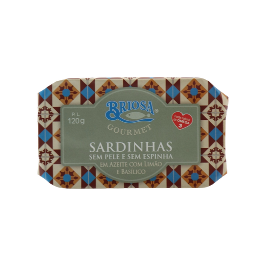 Briosa Gourmet Skinless + Boneless Sardines in Olive Oil with Lemon + Basil
