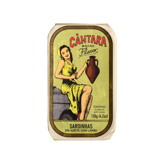 Tinned fish, sardines in olive oil with lemon by Cantara
