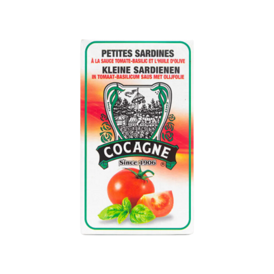 Cocagne Small Sardines in Tomato Sauce with Basil + Oil
