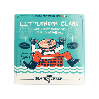 Island Creek Littleneck Clams with Confit Garlic + Chili in Olive Oil