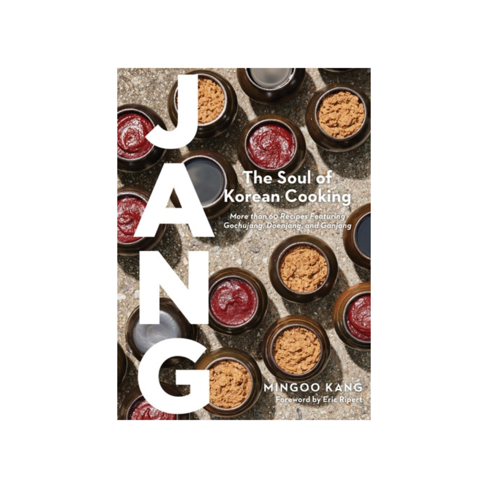 Book cover of 'Jang: The Soul of Korean Cooking' with images of various sauces.