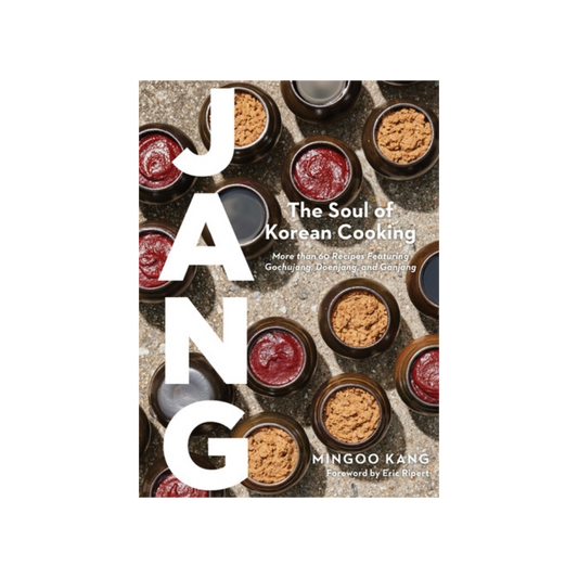 Book cover of 'Jang: The Soul of Korean Cooking' with images of various sauces.