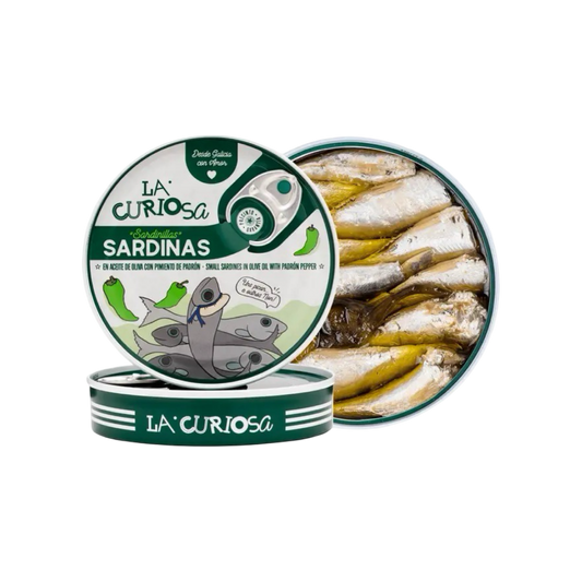 La Curiosa sardines with padron pepper, conservas, Fintastic Provisions, tinned fish