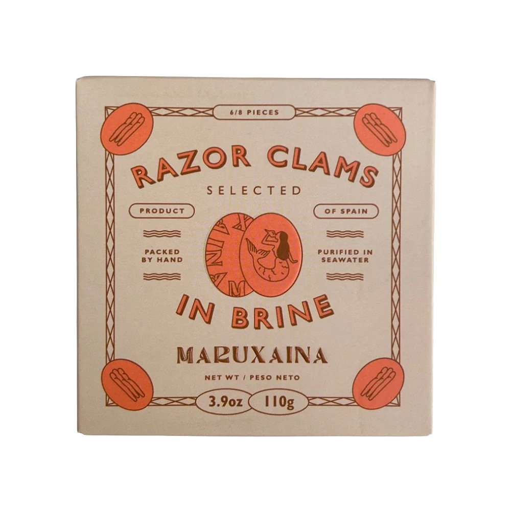 Maruxaina Razor Clams in Brine, Fintastic Provisions, tinned fish, conservas