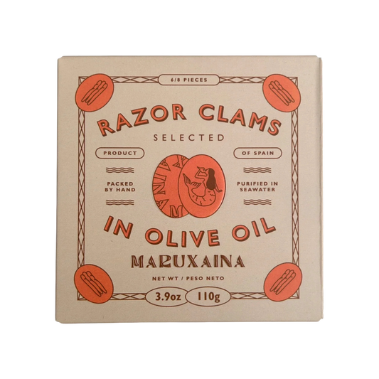 Maruxaina Razor Clams in Olive Oil, tinned fish, conservas, Fintastic Provisions