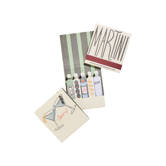 One + Only Paper Martini Tin Printed 10 Stem Matchbook