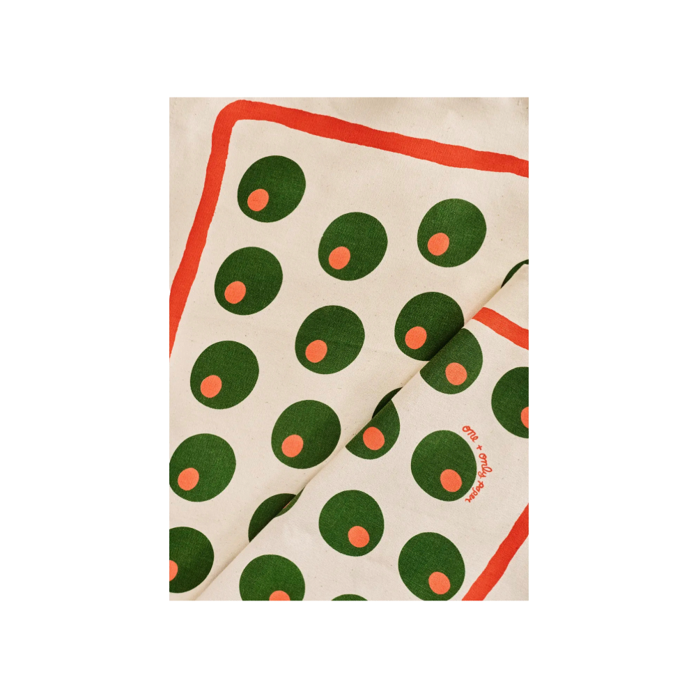 One + Only Paper Dirty Martini Olive Cotton Tea Towel