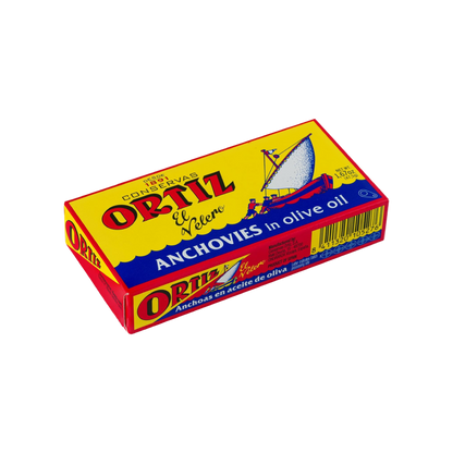 Tinned fish, salted anchovies in olive oil