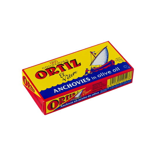 Tinned fish, salted anchovies in olive oil