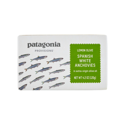 Tinned fish, Lemon Olive Spanish White Anchovies in EVOO by Patagonia