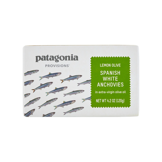 Tinned fish, Lemon Olive Spanish White Anchovies in EVOO by Patagonia