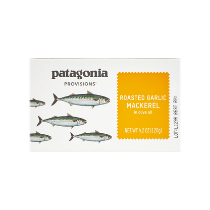 Tinned fish, Roasted Garlic Mackerel in EVOO by Patagonia
