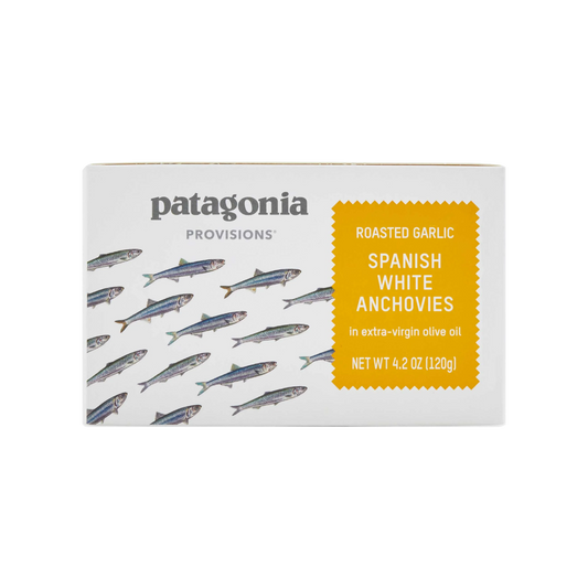 Tinned fish, Roasted Garlic Spanish White Anchovies in EVOO by Patagonia