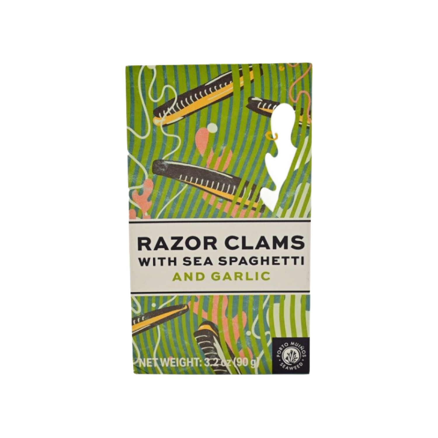 Tinned fish, Razor Clams w/ Sea Spaghetti + Garlic by Porto-Muiños