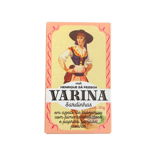 Tinned fish, Sardines in Basil Olive Oil with Sweet Chili Pepper + Spicy Smoked Paprika by Varina